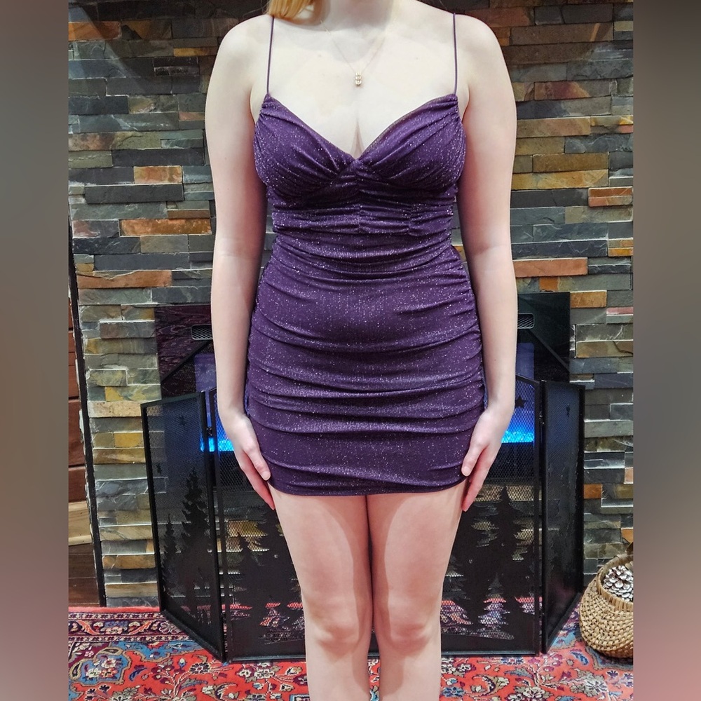 Elegant Purple Spaghetti Strap Dress